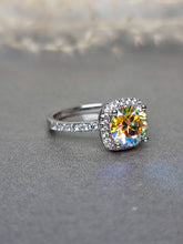 Load image into Gallery viewer, 2.00ct Round Brilliant Cut Rainbow Moissanite Diamond With Halo Side Stone Ring