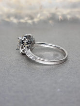 Load image into Gallery viewer, 2.00ct Round Brilliant Cut Rainbow Moissanite Diamond With Halo Side Stone Ring