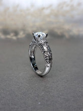 Load image into Gallery viewer, 1.00ct Round Brilliant Cut Moissanite Diamond Wth Design Band Ring