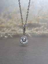 Load image into Gallery viewer, 1.00ct Round Brilliant Cut Halo Moissanite Diamond Necklace