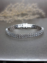 Load image into Gallery viewer, 0.10ct Each Double Row Round Brilliant Cut Moissanite Diamond Tennis Bracelet