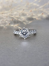Load image into Gallery viewer, 2.00ct Round Brilliant Cut Moissanite Diamond Classic Side Stone Ring