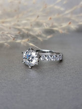 Load image into Gallery viewer, 2.00ct Round Brilliant Cut Moissanite Diamond Classic Side Stone Ring