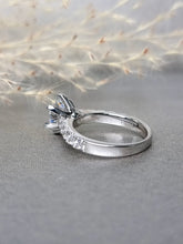 Load image into Gallery viewer, 2.00ct Round Brilliant Cut Moissanite Diamond Classic Side Stone Ring