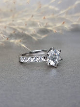 Load image into Gallery viewer, 2.00ct Round Brilliant Cut Moissanite Diamond Classic Side Stone Ring