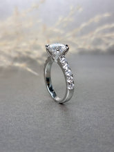 Load image into Gallery viewer, 2.00ct Round Brilliant Cut Moissanite Diamond Classic Side Stone Ring