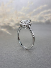 Load image into Gallery viewer, 1.00ct Emerald Cut Moissanite Diamond Halo Ring