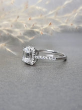 Load image into Gallery viewer, 1.00ct Emerald Cut Moissanite Diamond Halo Ring