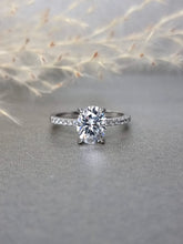 Load image into Gallery viewer, 2.00ct Oval Cut Moissanite Diamond Classic Side Stone Ring