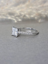 Load image into Gallery viewer, 1.20ct Princess Cut Moissanite Diamond With Side Stone Classic Ring