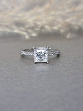 Load image into Gallery viewer, 1.20ct Princess Cut Moissanite Diamond With Side Stone Classic Ring