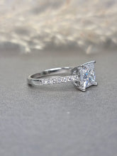 Load image into Gallery viewer, 2.00ct Princess Cut Moissanite Diamond With Side Stone Classic Ring