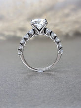 Load image into Gallery viewer, 2.00ct Round Brilliant Cut Moissanite Daimond With Side Stone ring