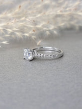 Load image into Gallery viewer, 1.00ct Cushion Cut Moissanite Diamond With Side Stone Classic Ring