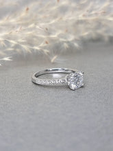 Load image into Gallery viewer, 1.00ct Cushion Cut Moissanite Diamond With Side Stone Classic Ring