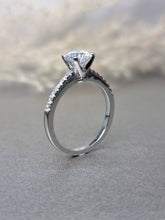 Load image into Gallery viewer, 1.00ct Round Brilliant Cut Moissanite Diamond with Side Stone Classic Ring***Best Seller***