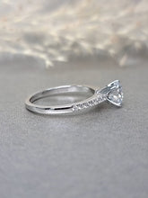 Load image into Gallery viewer, 1.00ct Round Brilliant Cut Moissanite Diamond with Side Stone Classic Ring***Best Seller***