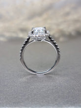 Load image into Gallery viewer, 2.00ct Emerald Cut Moissanite Diamond With Side Stone Halo Ring