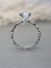 Load image into Gallery viewer, 2.00ct Round Brilliant Cut Moissanite Diamond With Side Design Bezel Ring