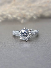 Load image into Gallery viewer, 2.00ct Round Brilliant Moissanite Diamond With Side Stone Pave Ring