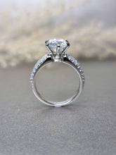 Load image into Gallery viewer, 2.00ct Round Brilliant Moissanite Diamond With Side Stone Pave Ring