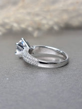 Load image into Gallery viewer, 2.00ct Round Brilliant Moissanite Diamond With Side Stone Pave Ring