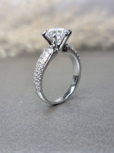 Load image into Gallery viewer, 2.00ct Round Brilliant Moissanite Diamond With Side Stone Pave Ring