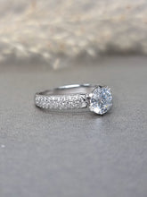 Load image into Gallery viewer, 1.00ct Round Brilliant Cut Moisssanite Diamond With Side Stone Pave Ring