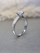 Load image into Gallery viewer, 1.00ct Round Brilliant Cut Moisssanite Diamond With Side Stone Pave Ring