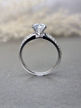 Load image into Gallery viewer, 1.00ct Round Brilliant Cut Moisssanite Diamond With Side Stone Pave Ring