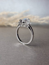 Load image into Gallery viewer, 2.50ct Duchess Cut Moissanite Diamond , 0.15ct Emerald Cut Side Lab Grown Moissanite Ring