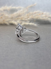Load image into Gallery viewer, 2.50ct Duchess Cut Moissanite Diamond , 0.15ct Emerald Cut Side Lab Grown Moissanite Ring