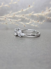 Load image into Gallery viewer, 1.00ct Round Brilliant Cut Moissanite Diamond With Side Stone Marquise Cut Ring