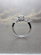 Load image into Gallery viewer, 1.00ct Round Brilliant Cut Moissanite Diamond With Side Stone Marquise Cut Ring