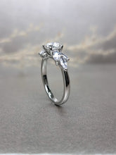 Load image into Gallery viewer, 1.00ct Round Brilliant Cut Moissanite Diamond With Side Stone Marquise Cut Ring