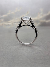 Load image into Gallery viewer, 2.00ct Princess cut Moissanite Diamond With Side Stone Ring