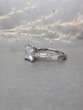 Load image into Gallery viewer, 2.00ct Princess cut Moissanite Diamond With Side Stone Ring