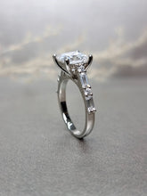 Load image into Gallery viewer, 2.00ct Princess cut Moissanite Diamond With Side Stone Ring