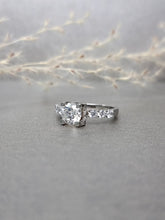 Load image into Gallery viewer, 1.00ct Round Brilliant Cut Moissanite Diamond With Side Stone Ring
