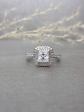 Load image into Gallery viewer, 1.00ct Princess Cut Double Halo Moissanite Diamond Ring