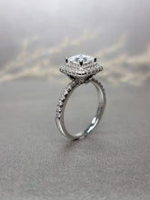 Load image into Gallery viewer, 1.00ct Princess Cut Double Halo Moissanite Diamond Ring