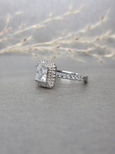 Load image into Gallery viewer, 1.00ct Princess Cut Double Halo Moissanite Diamond Ring