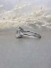 Load image into Gallery viewer, 3.00ct Emerald Cut Moissanite Diamond With Tapered Side Stone Classic Ring