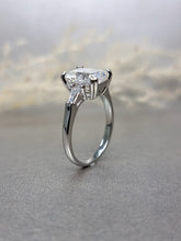 Load image into Gallery viewer, 3.00ct Emerald Cut Moissanite Diamond With Tapered Side Stone Classic Ring