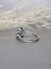 Load image into Gallery viewer, 3.00ct Emerald Cut Moissanite Diamond With Tapered Side Stone Classic Ring