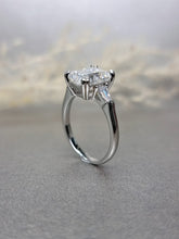 Load image into Gallery viewer, 3.00ct Emerald Cut Moissanite Diamond With Tapered Side Stone Classic Ring