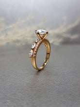 Load image into Gallery viewer, 1.00ct Round Brilliant Cut Moissanite Diamond With Marquise Side Stone Ring