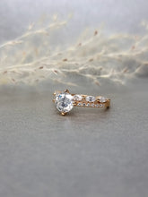 Load image into Gallery viewer, 1.00ct Round Brilliant Cut Moissanite Diamond With Marquise Side Stone Ring