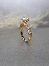 Load image into Gallery viewer, 1.00ct Round Brilliant Cut Moissanite Diamond With Marquise Side Stone Ring