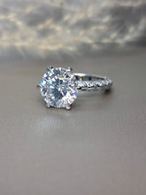 Load image into Gallery viewer, 5.00ct Round Brilliant Cut Moissanite Diamond With Side Stone Unique Band Ring